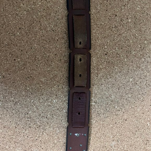 Vintage Leather Floral Stamped and Link Patchwork Style Belt Hippie Boho sz L - Picture 7 of 10